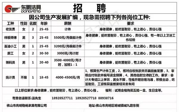 田家周边新鲜出炉的招聘资讯汇总